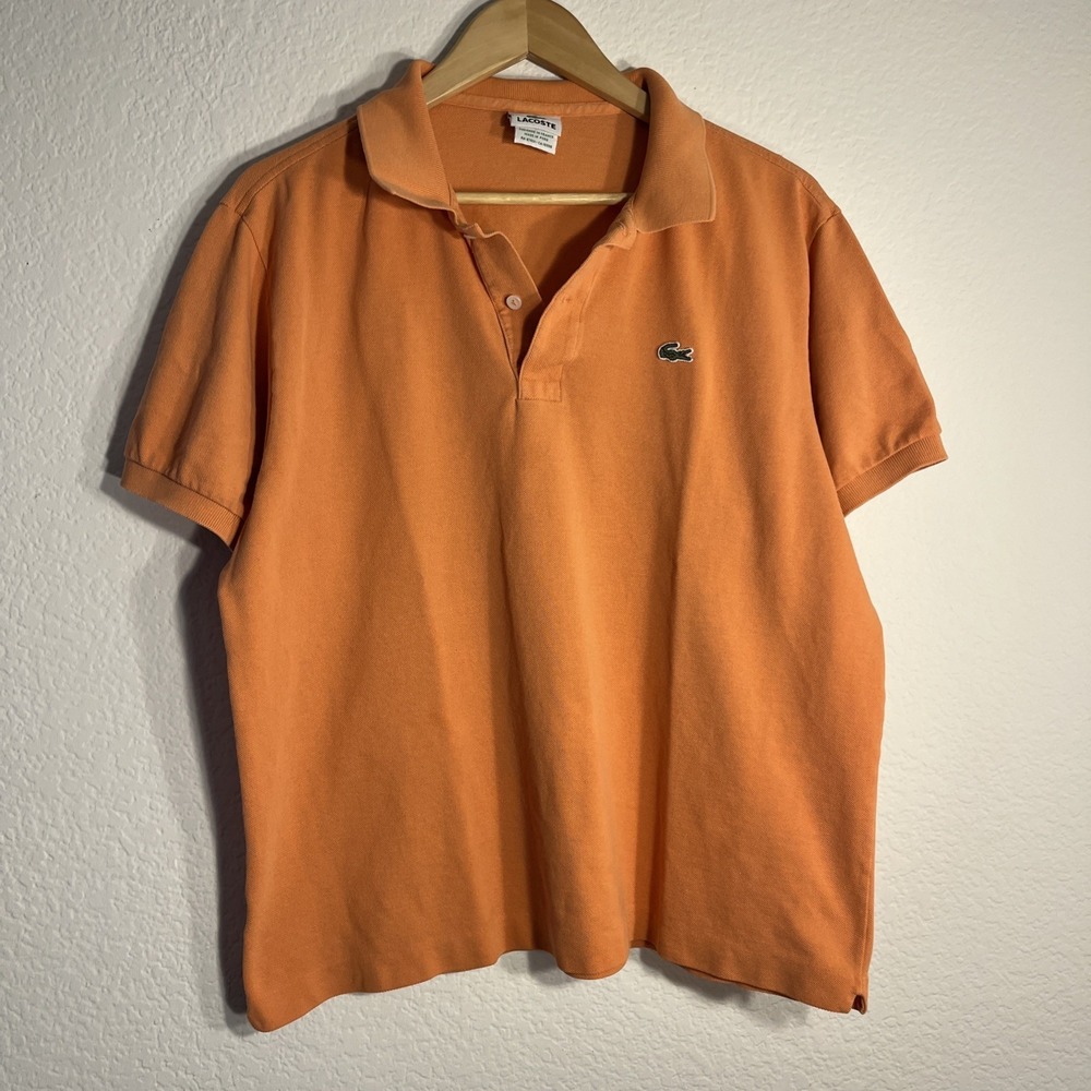 Lacoste Polo Shirt Mens XL 6 Orange Pique Cotton Tennis Prep Preppy Logo Golf